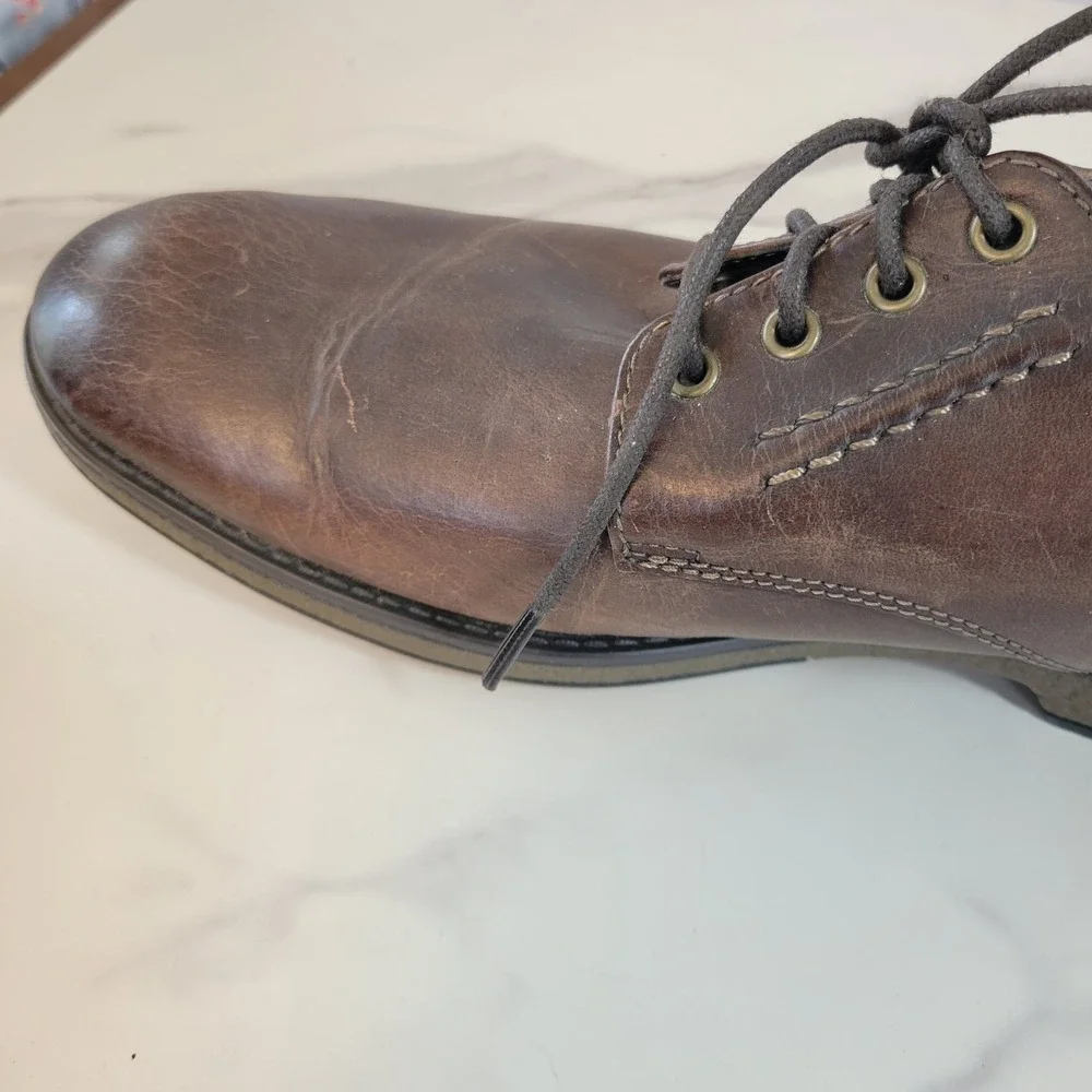 Clarks Derby Shoes Mens Size 12 Hinman Mahogany Leather Lace Up Distressed